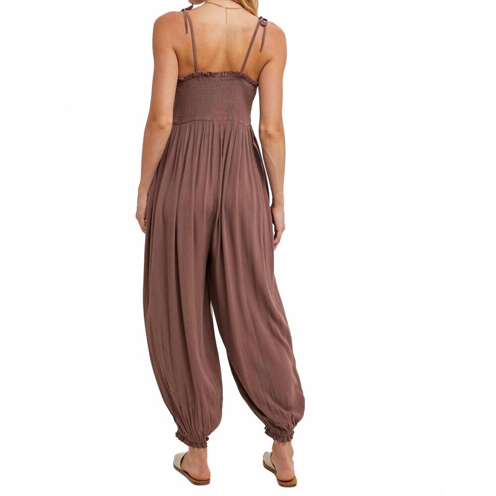NEW BLUIVY shoulder tie jumpsuit in mocha - Picture 3 of 8